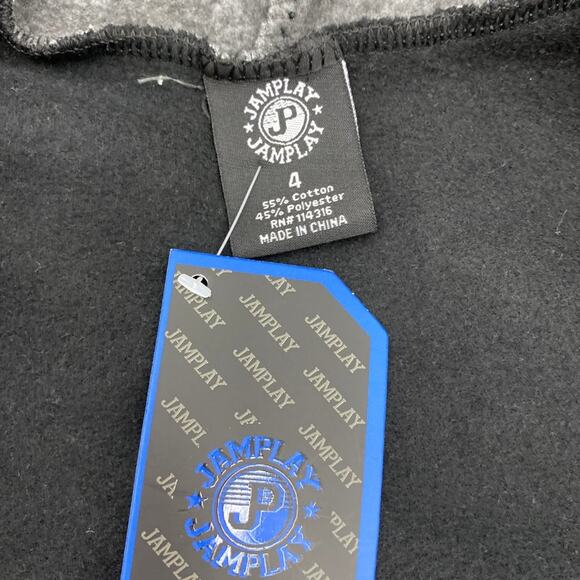 Jamplay Boys Gray Black Long Sleeve Full Zipper Hoodie Sweater Top NEW Size 4 - Picture 4 of 5